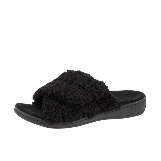 Vionic Womens Relax II Slippers Black Shearling