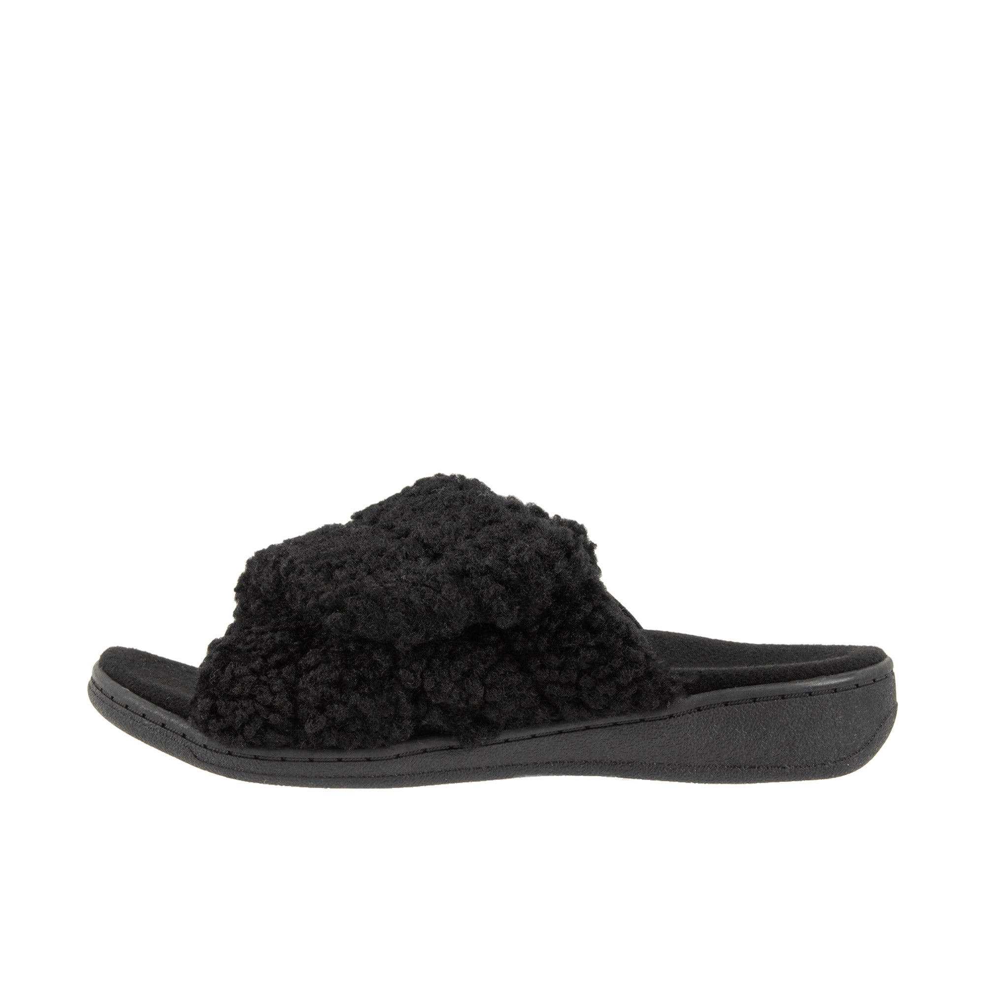 Vionic Womens Relax II Slippers Black Shearling
