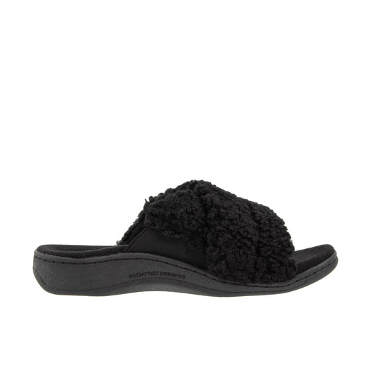 Vionic Womens Relax II Slippers Black Shearling
