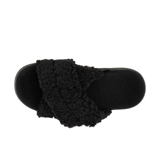 Vionic Womens Relax II Slippers Black Shearling