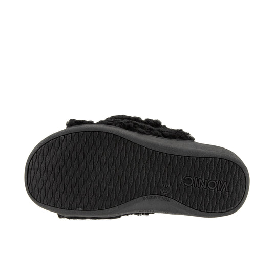 Vionic Womens Relax II Slippers Black Shearling