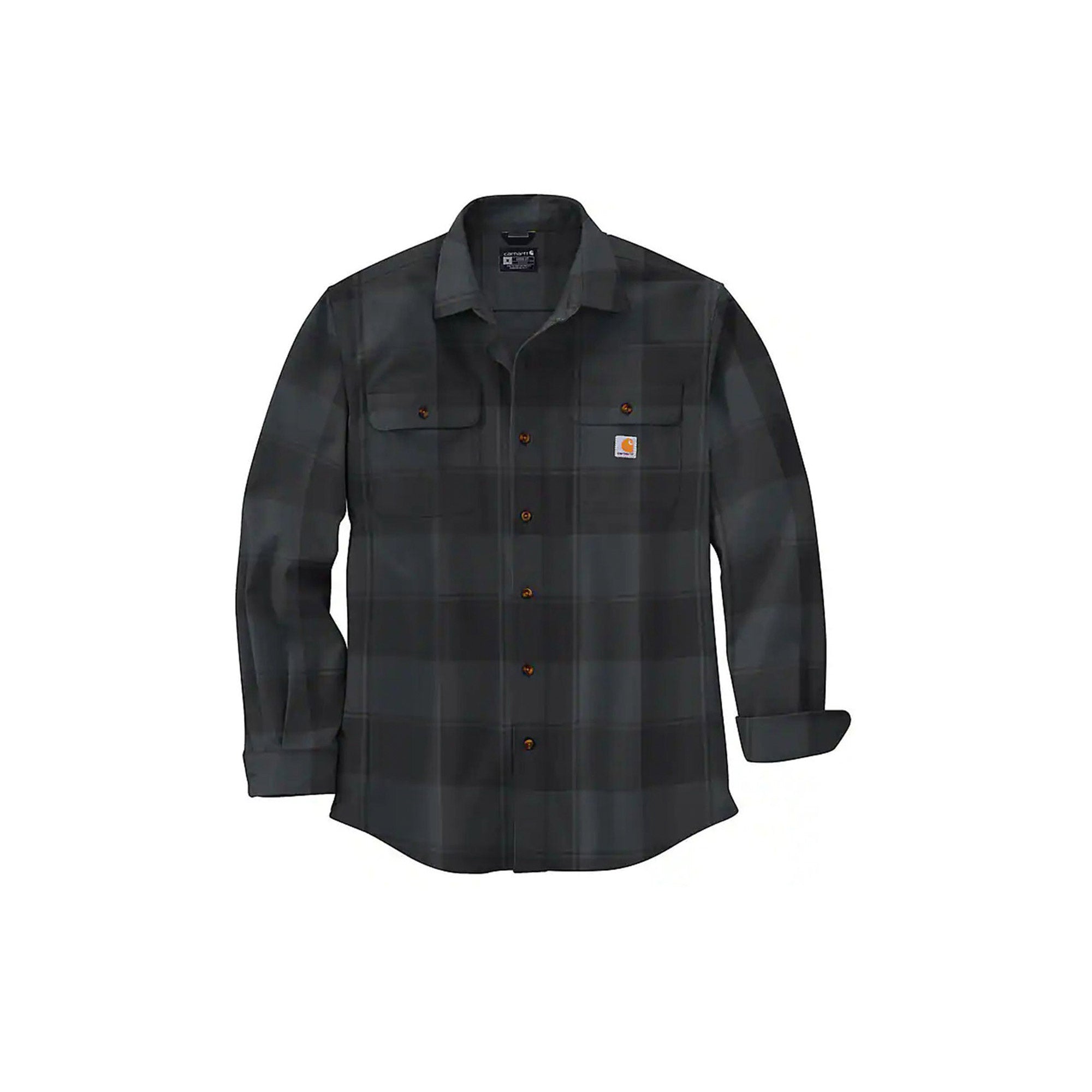Carhartt Loose Fit Heavyweight Flannel Long-Sleeve Plaid Shirt Black