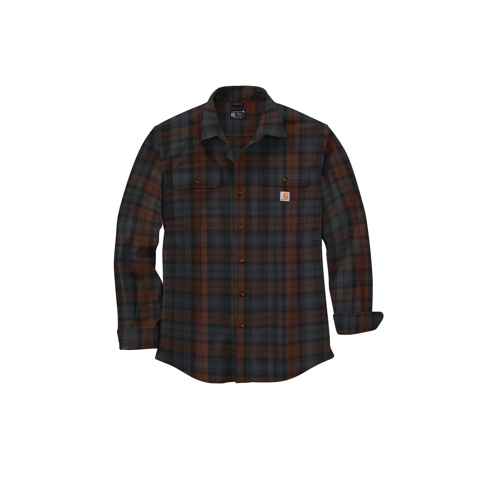 Carhartt Loose Fit Heavyweight Flannel Long-Sleeve Plaid Shirt Mocha