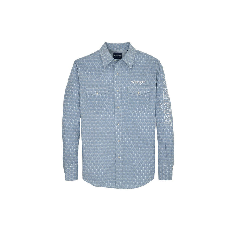 Load image into Gallery viewer, Wrangler Western Logo LS Shirt Front View
