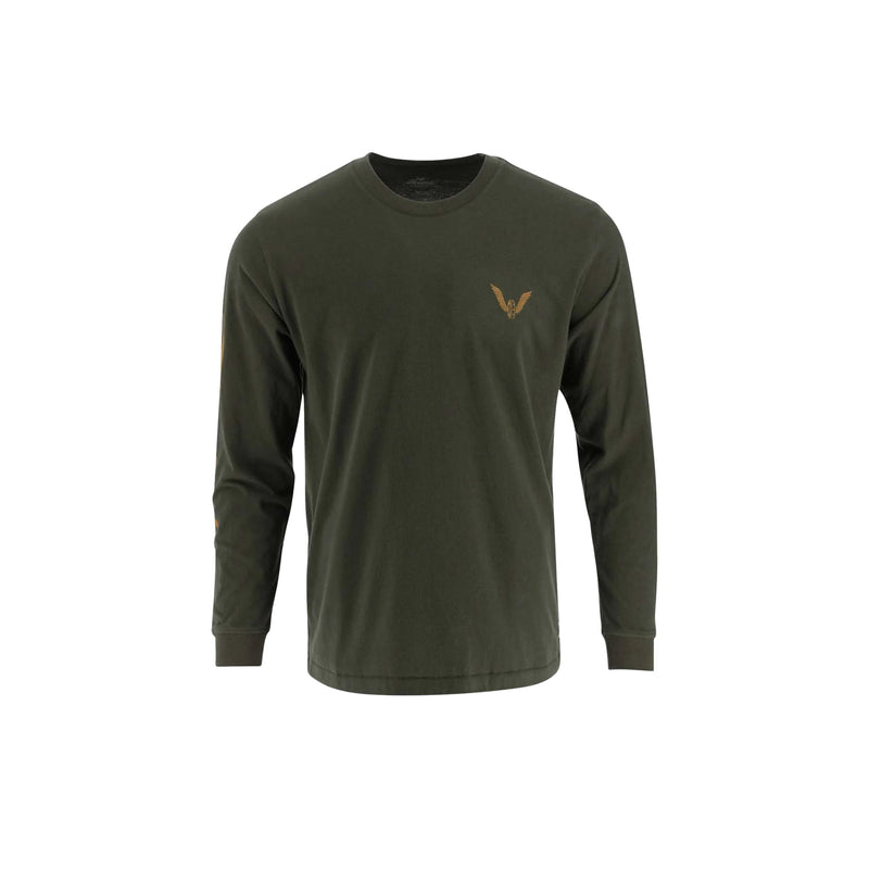Load image into Gallery viewer, Thorogood Wheel Script Logo Long Sleeve Tee Front View
