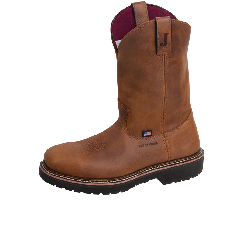 Load image into Gallery viewer, Justin Ames 11 Inch Square USA Steel Toe Left Angle View
