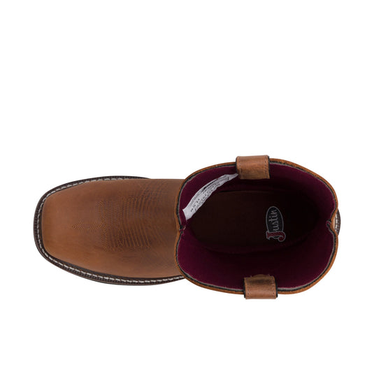 Justin Ames 11 Inch Square USA Steel Toe Top View