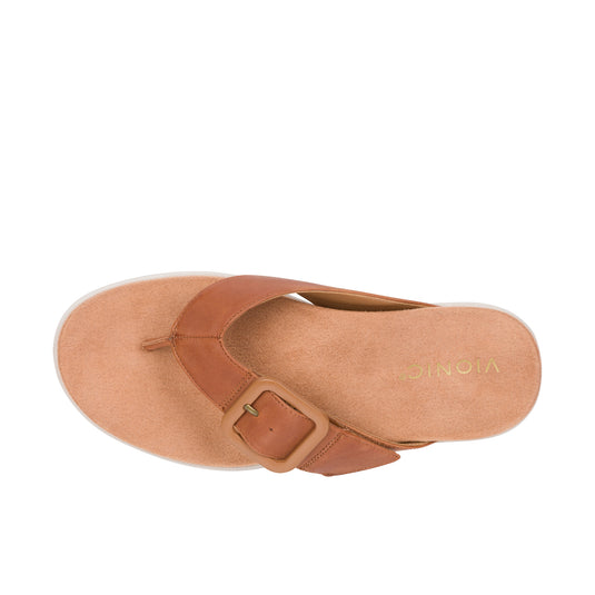 Vionic Womens Uptown Marin Toe Post Sandal Tan