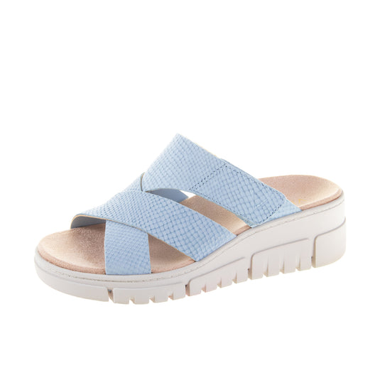 Vionic Womens Uptown Sunset Wedge Sandal Blue Mist