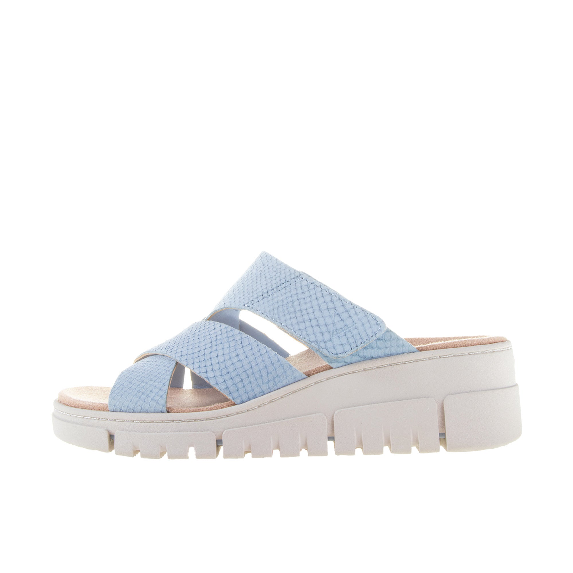 Vionic Womens Uptown Sunset Wedge Sandal Blue Mist