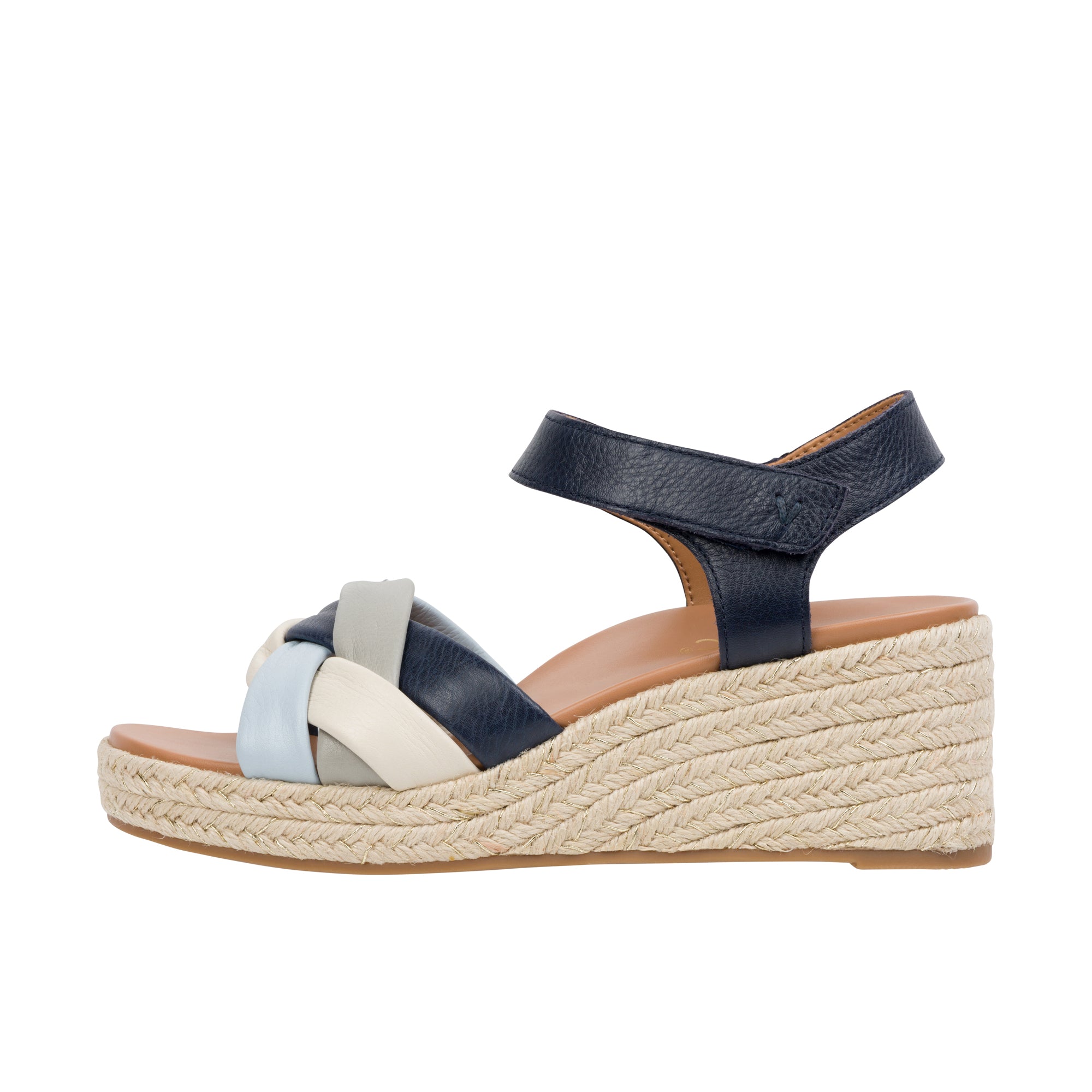 Vionic Womens Saratoga Wedge Sandal Navy Multi