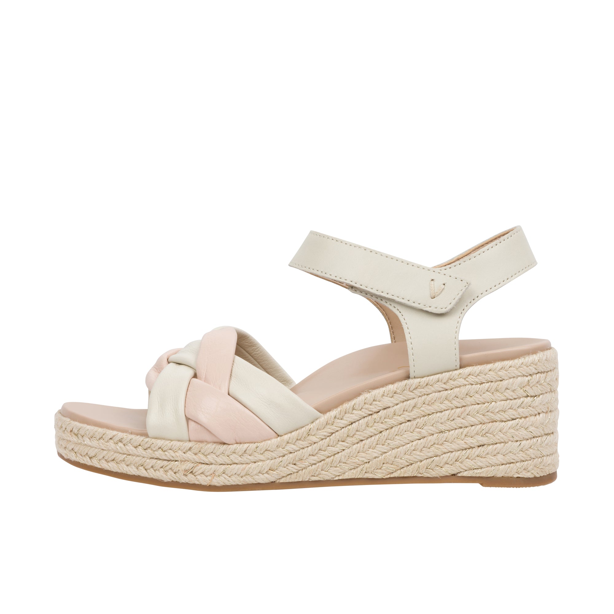 Vionic Womens Saratoga Wedge Sandal Cream Cameo Rose