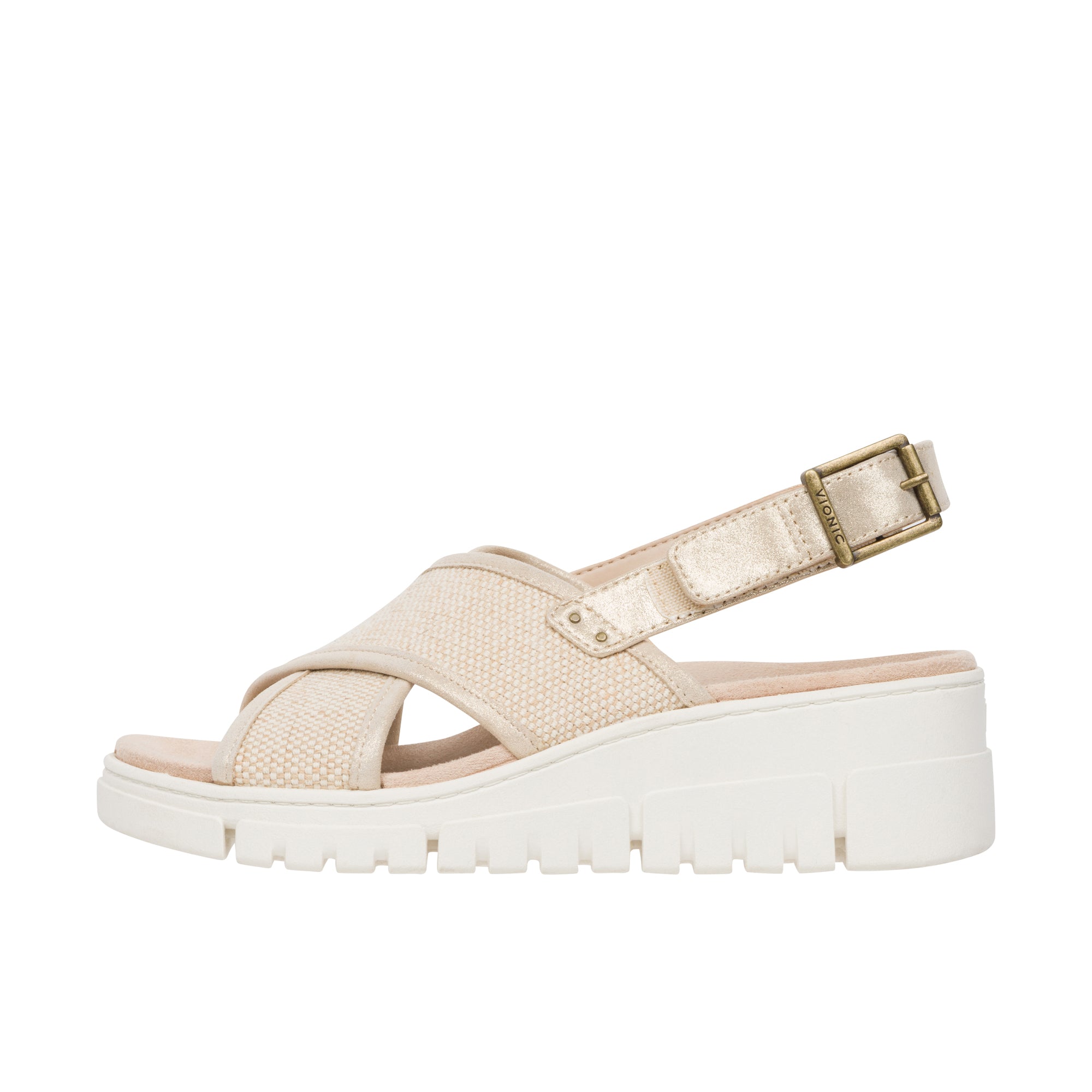 Vionic Womens Uptown Sonoma Slingback Wedge Sandal Natural