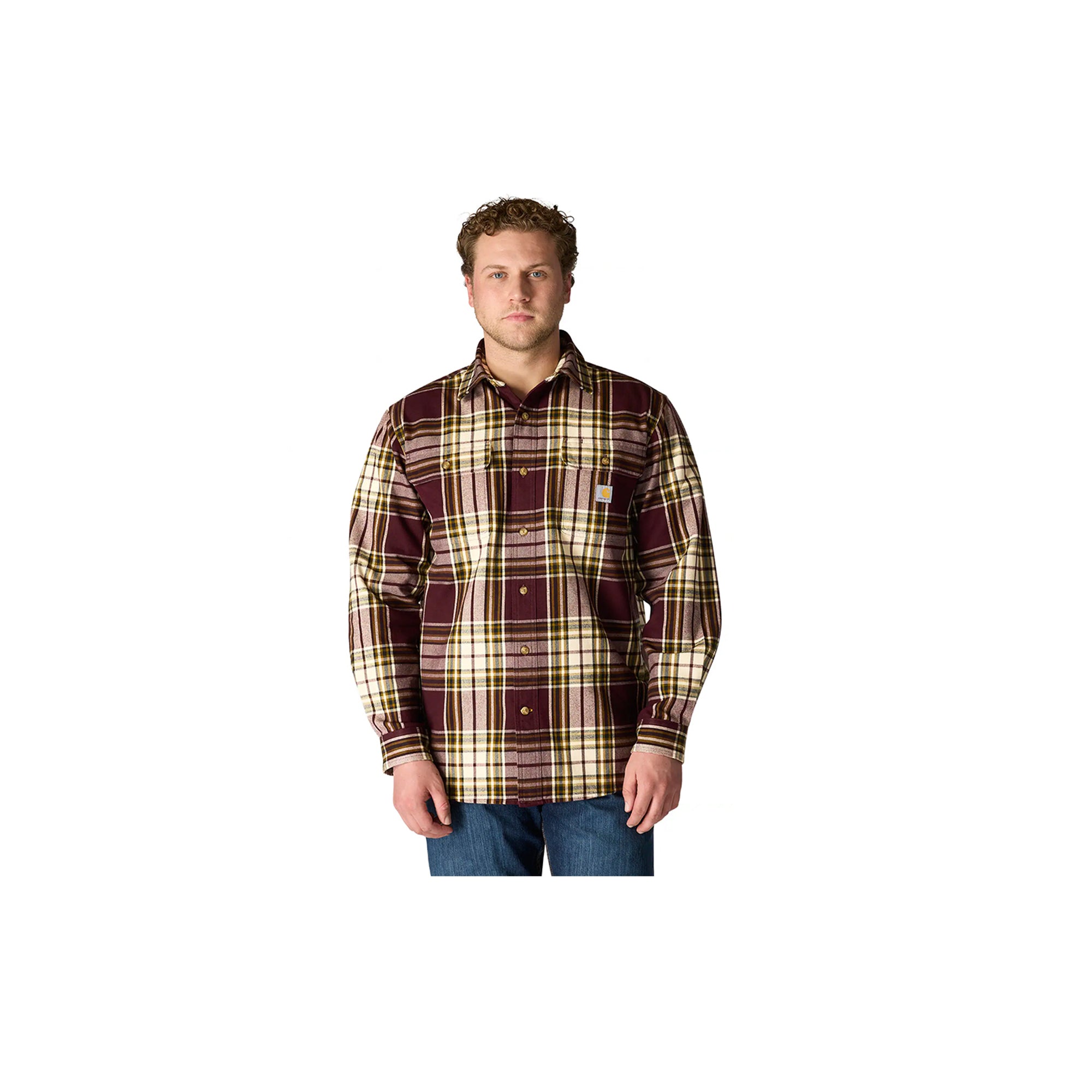 Carhartt Loose Fit Heavyweight Flannel Long-Sleeve Plaid Shirt Port