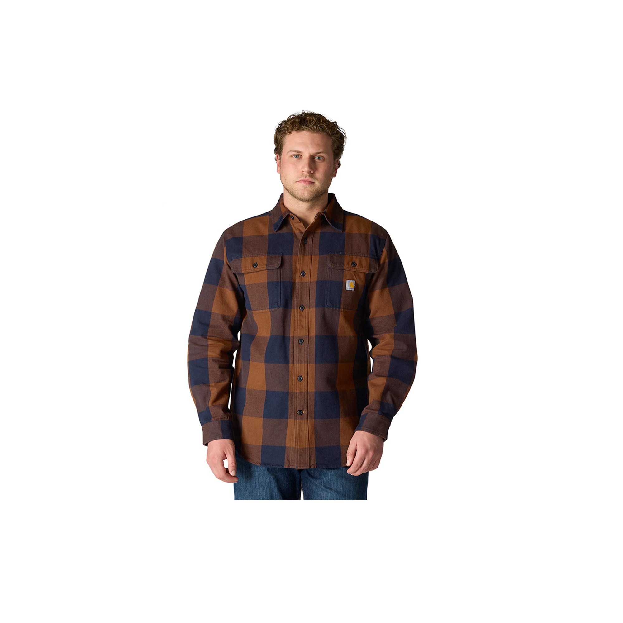 Carhartt Loose Fit Heavyweight Flannel Long-Sleeve Plaid Shirt Red Duck
