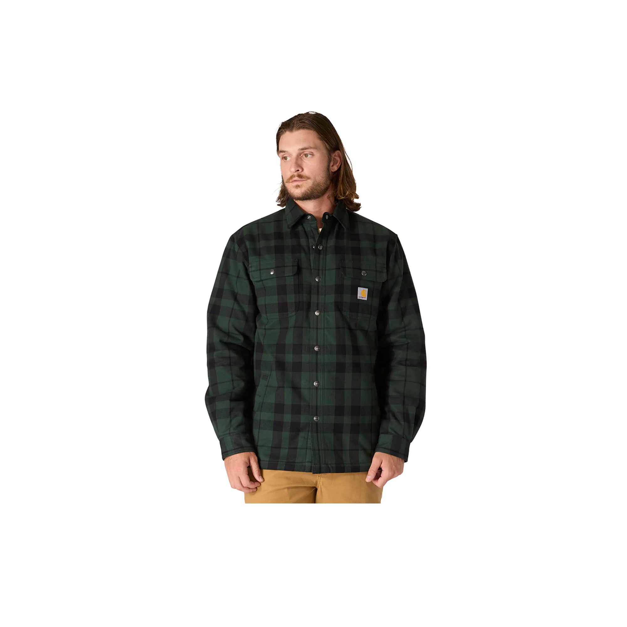 Carhartt Relaxed Fit Flannel Sherpa-Lined Shirt Jac Forestry Green
