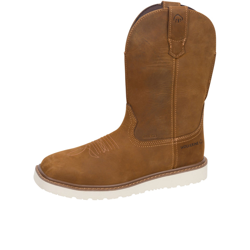 Load image into Gallery viewer, Wolverine Bronc Wedge Wellington Steel Toe Left Angle View
