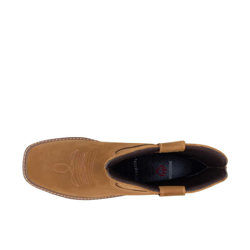 Load image into Gallery viewer, Wolverine Bronc Wedge Wellington Soft Toe Top View
