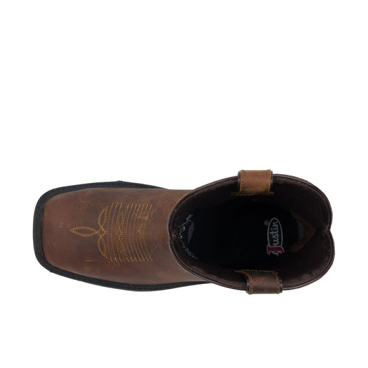 Justin Trencher 11 inch Steel Toe Brown Water Buffalo