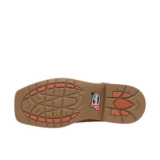 Justin Daywork 11 Inch Square Toe Steel Toe Pecan