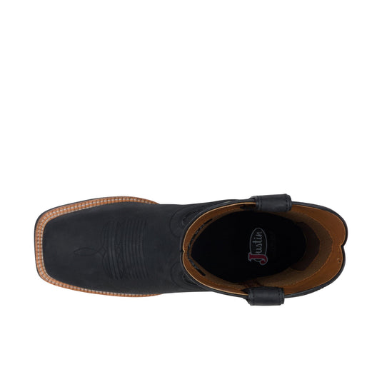 Justin Outlaw 11 Inch Wide Square Toe Rustle Coal Black