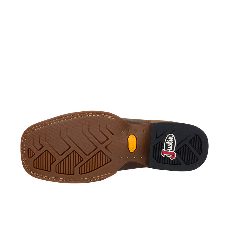 Load image into Gallery viewer, Justin Cray Buck 6 Inch Western Wide Square Toe Brown
