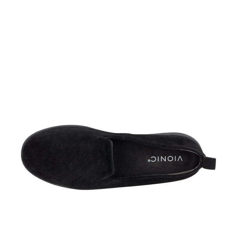 Vionic Uptown Mocassini Da Donna In Camoscio Nero – Plantare Ortotico Rimovibile, Tacco 3,8 Cm (39.5 EU)
