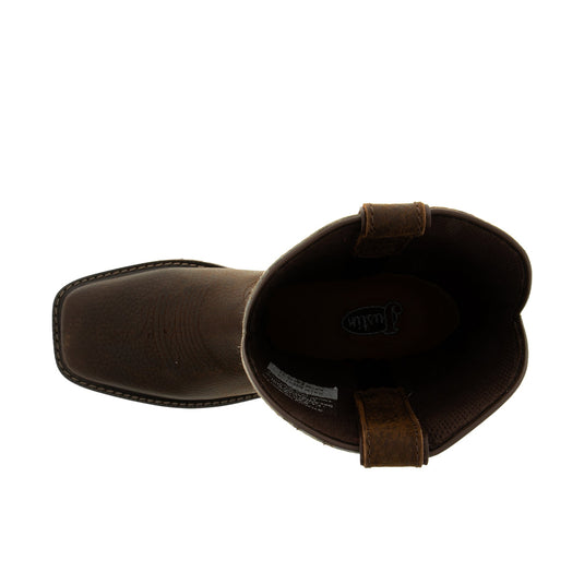 Justin Driller 11 Inch Square Toe Wellington Soft Toe Top View