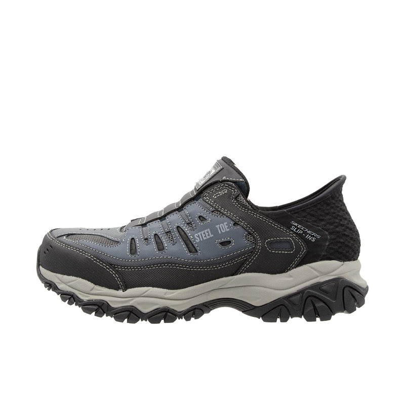 Load image into Gallery viewer, Skechers Slip Ins- Cankton - Faison Steel Toe Navy/Gray
