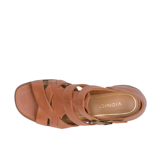 Vionic Womens Marcella Strappy Heeled Sandal Tan