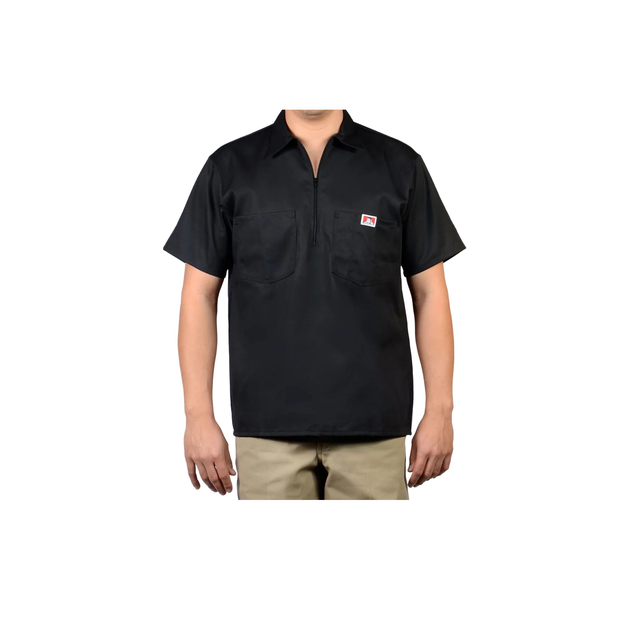 Ben Davis Short Sleeve Solid 1/2 Zip Shirt Black