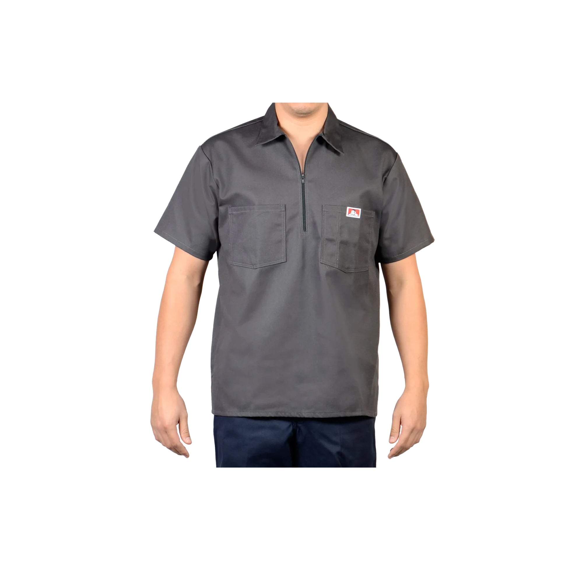 Ben Davis Short Sleeve Solid 1/2 Zip Shirt Charcoal