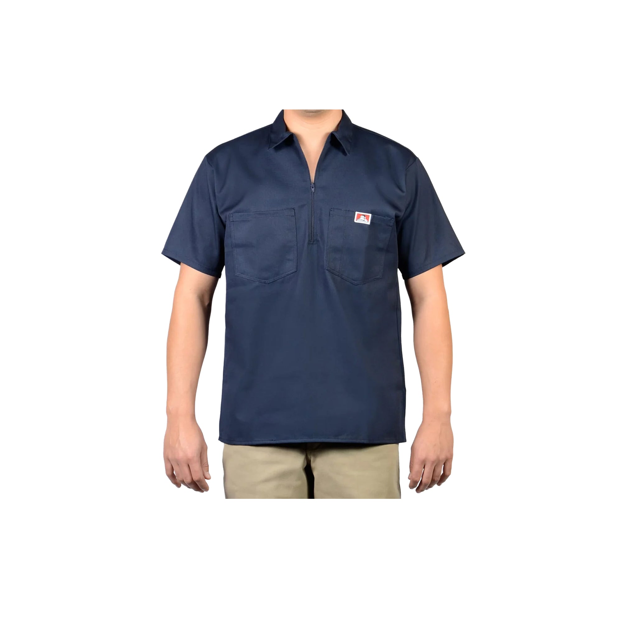 Ben Davis Short Sleeve Solid 1/2 Zip Shirt Navy