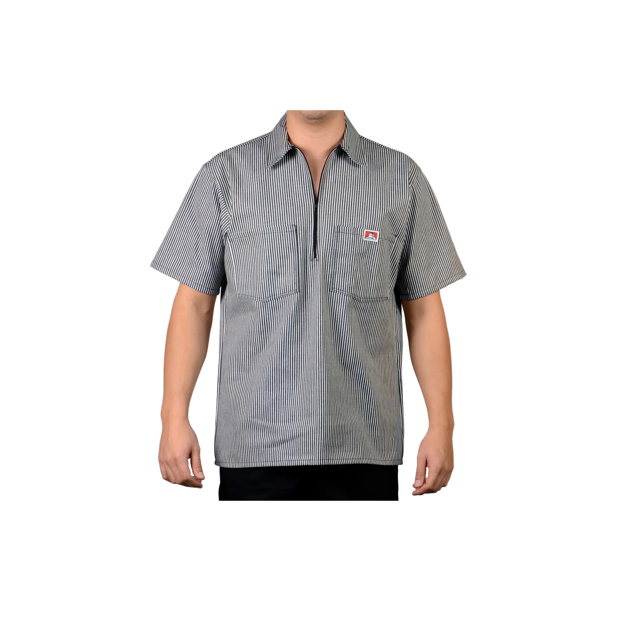 Ben Davis Short Sleeve Striped 1/2 Zip Shirt Black