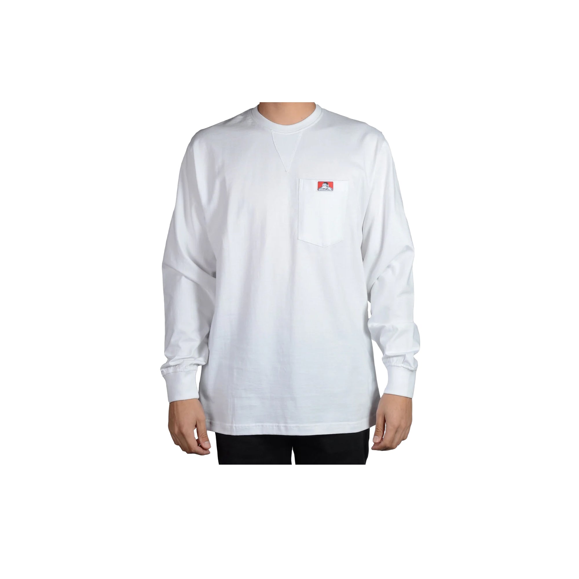 Ben Davis Heavy Duty Long Sleeve Pocket T-Shirt White