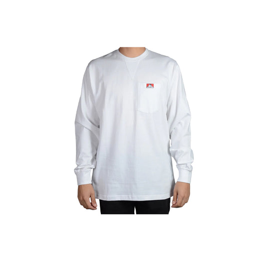 Ben Davis Heavy Duty Long Sleeve Pocket T-Shirt White