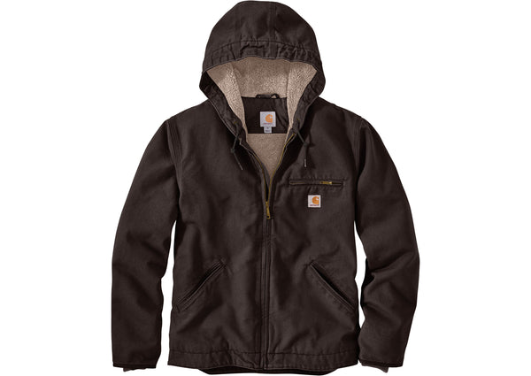 Carhartt Relaxed Fit Washed Duck Sherpa-Lined Jacket Dark Brown