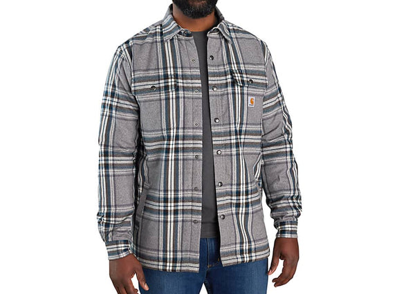 Carhartt Relaxed Fit Flannel Sherpa Lined Shirt Jac Asphalt