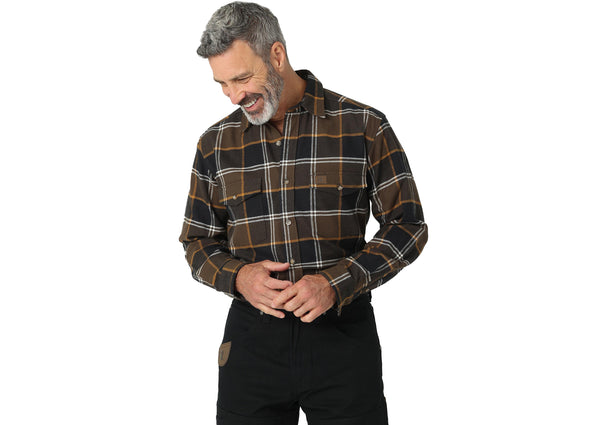 Wrangler Heavy Weight Flannel Shirt Brown Gold