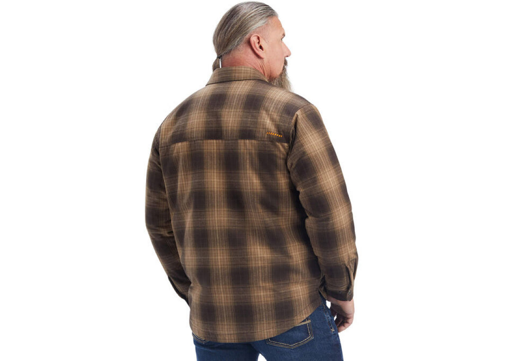 Ariat Rebar DuraStretch Flannel Insulated Shirt Jacket Mole Plaid