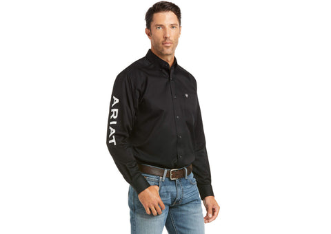 Ariat Casual Series Fitted Team Logo Twill Shirt Long Sleeve Black White